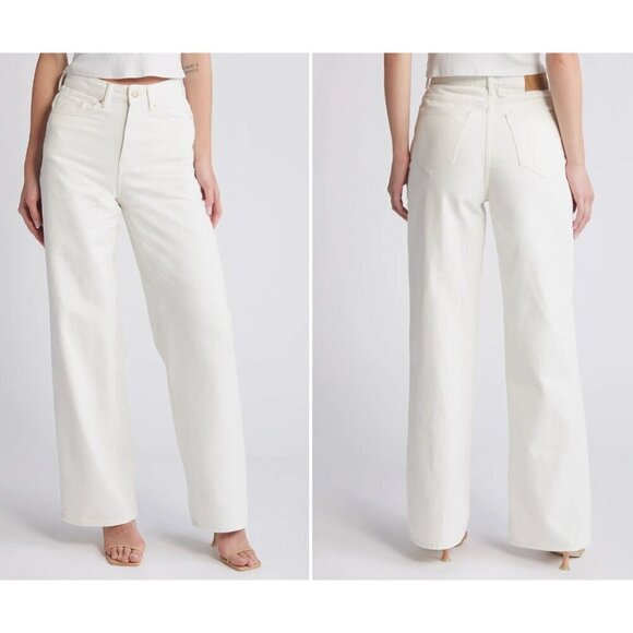 New VERO MODA Women's Size 29/32 Kathy High Waist Wide Leg Jeans Snow White - Picture 1 of 13